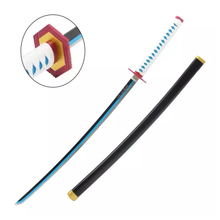 Demon Slayer – Katana Deko Schwert Giyu Tomiyoka Nichirin Edition | Stahlklinge | Schwarz-Blau