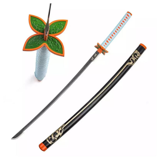 Demon Slayer – Ornamentales Katana Deko Schwert Shinobu Kocho | Stahlklinge | Schwarz-Grün-Orange