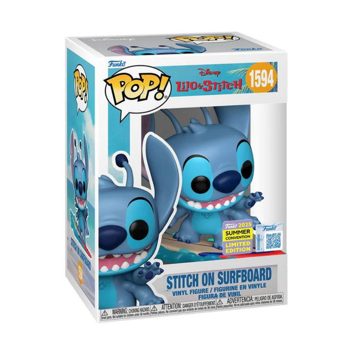 Funko Pop! Disney – Stitch on Surfboard (Summer Convention 2025 Limited Edition) #1594 | Exklusive Vinyl Figur
