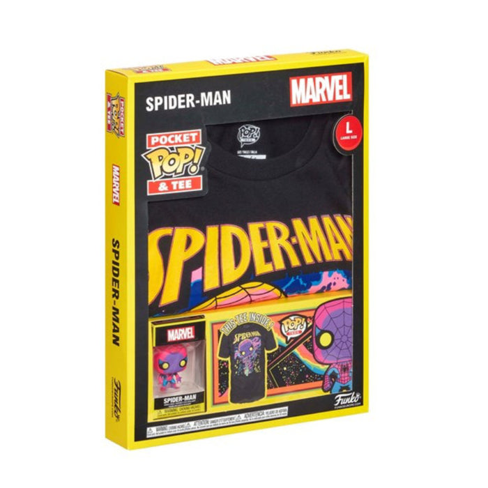 Funko Pocket Pop! & Tee Set, Marvel - Spider-Man (Black Light)