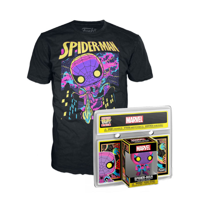 Funko Pocket Pop! & Tee Set, Marvel - Spider-Man (Black Light)