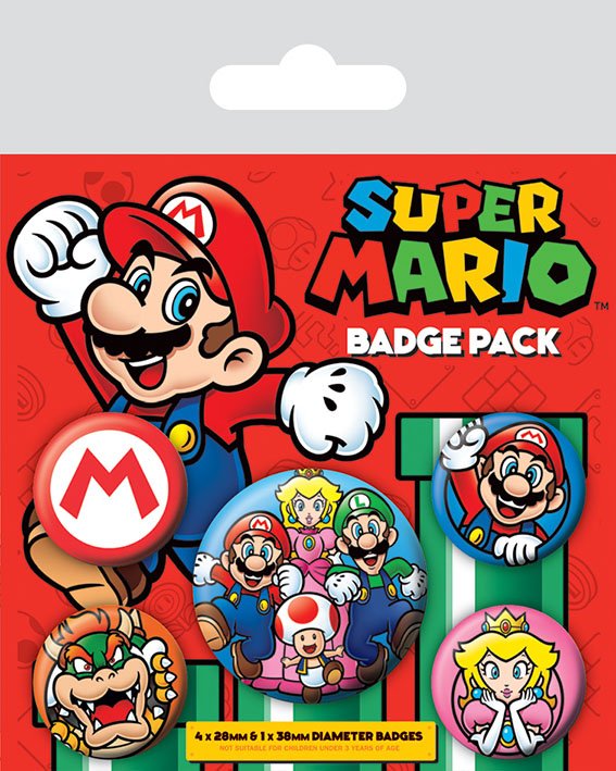 Super Mario Ansteck Buttons (5er Pack)